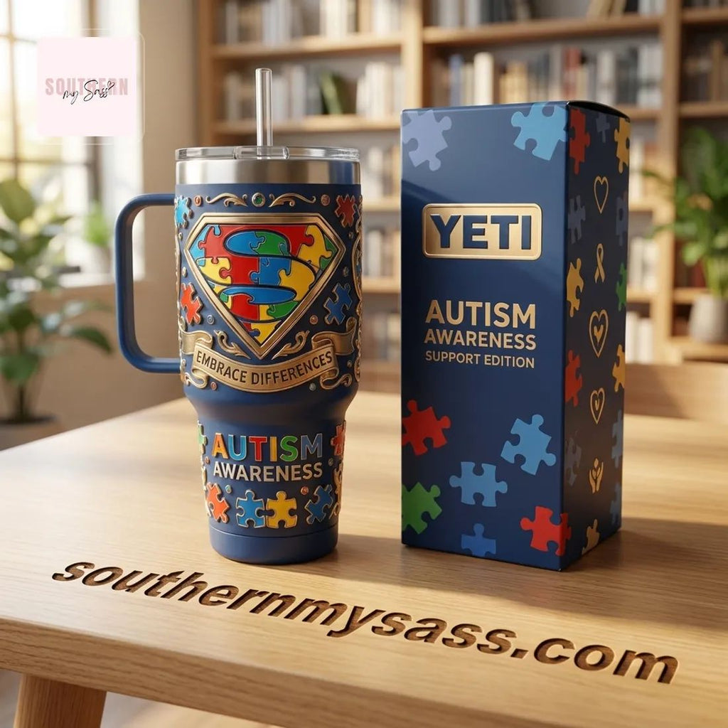 YETI Autism Awareness 40oz Insulated Support Edition Tumbler With Handle