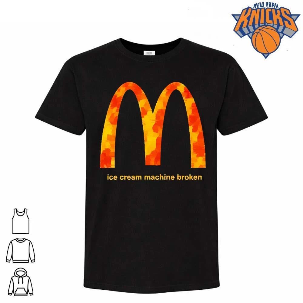 McDonalds Fire Ice Cream Machine Broken Meme Parody Distressed Graphic shirt