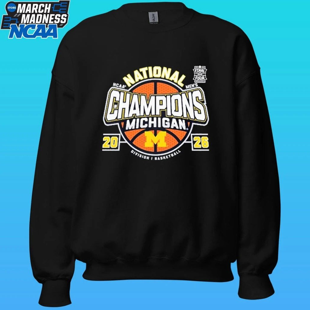 Michigan Wolverines Men’s Basketball National Champions Big Text W Ball Shirt
