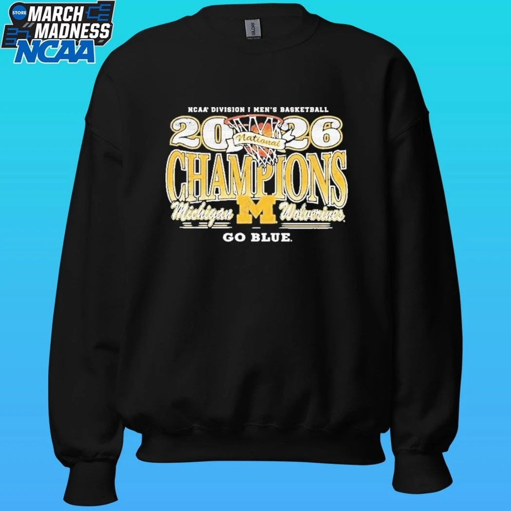 Michigan Wolverines Ncaa Division I Men’s Basketball Champions 2026 Go Blue Hoop Shirt