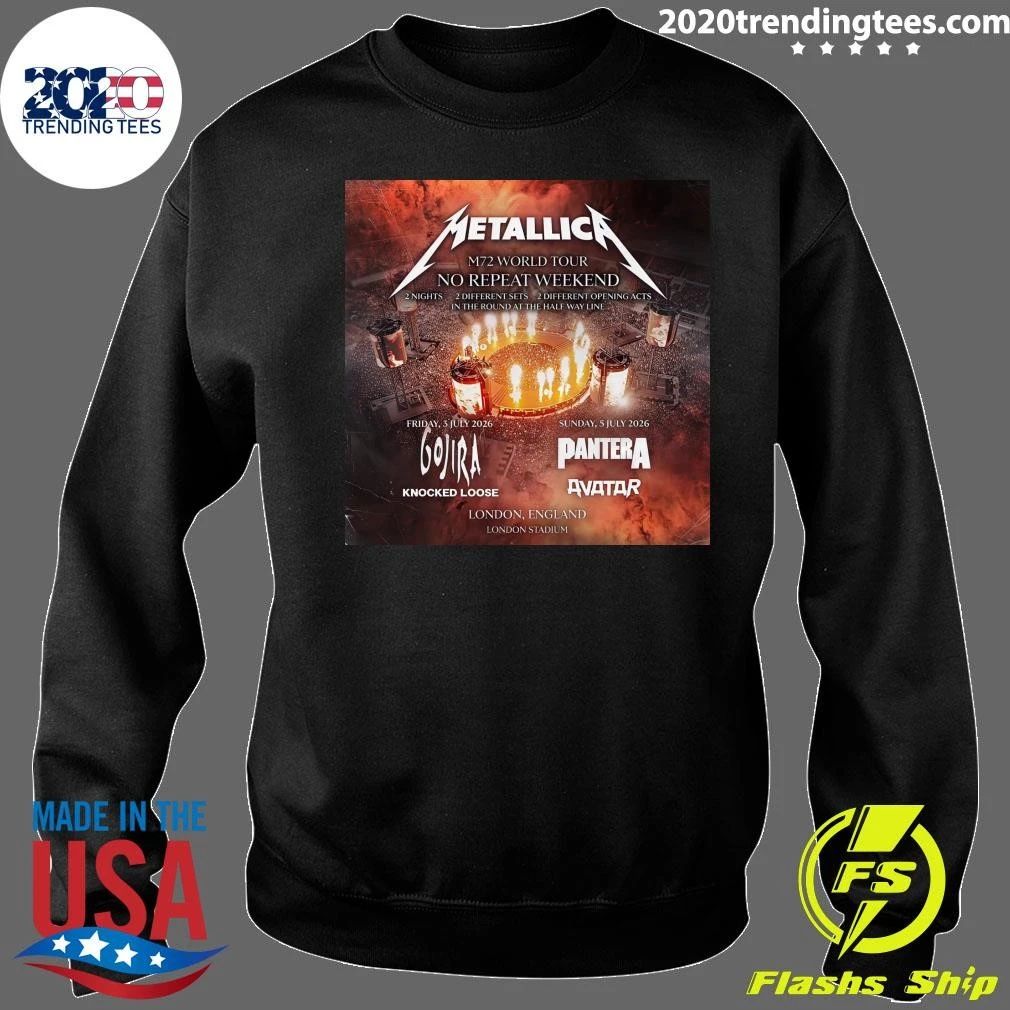 Metallica M72 No Repeat Weekend London Stadium Gojira July 5 2026 Concert Shirt