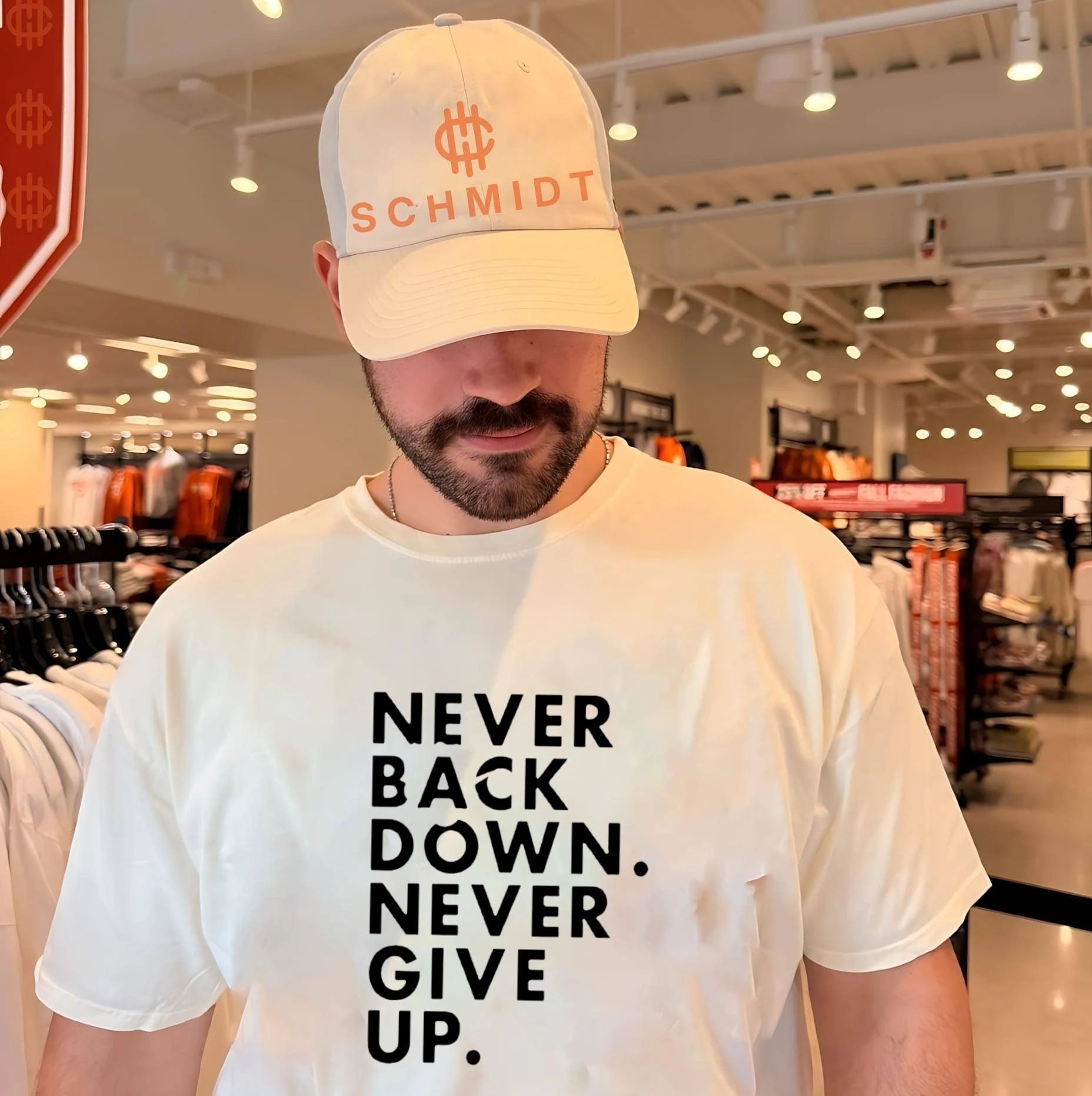 Nick Eh 30 Wearing Never Back Down Never Give Up Shirt