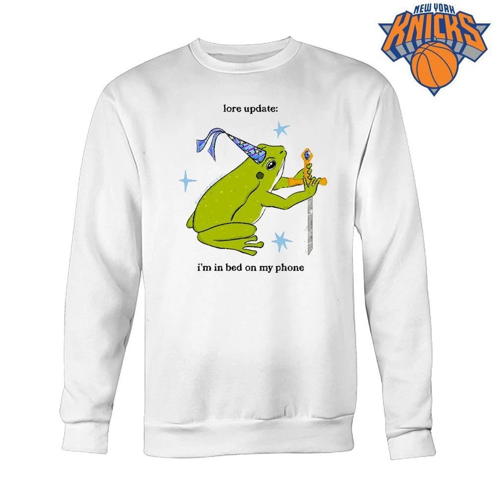 Lore Update I Am In Bed On My Phone Frog Wizard Sword Shirt