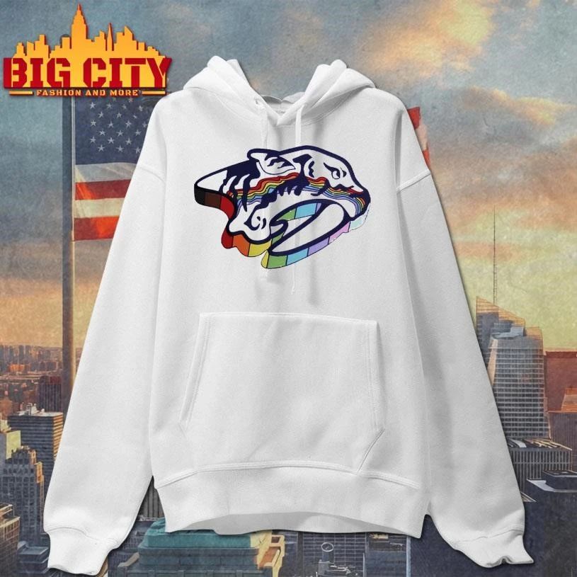 NHL Nashville Predators Logo Celebrate Pride Month 2026 Rainbow Flag Graphic Shirt