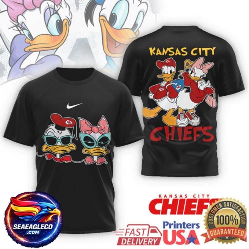 Kansas City Chiefs Donald & Daisy Duck Retro Fan Two Sided Shirt
