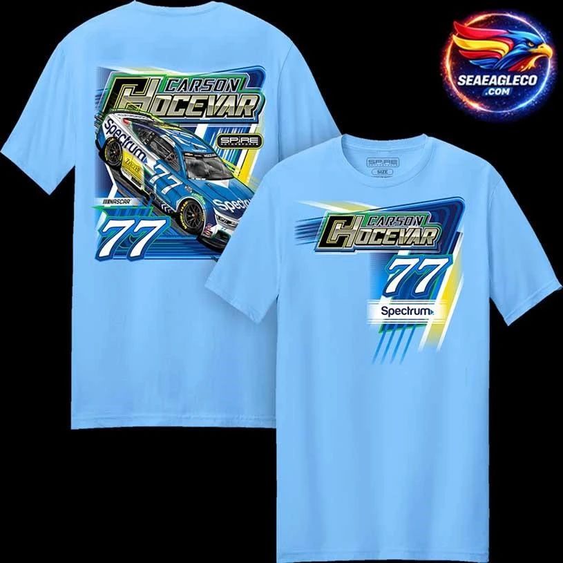 Carson Hocevar Spire Motorsports Light Blue #77 Spectrum Two Sided Shirt