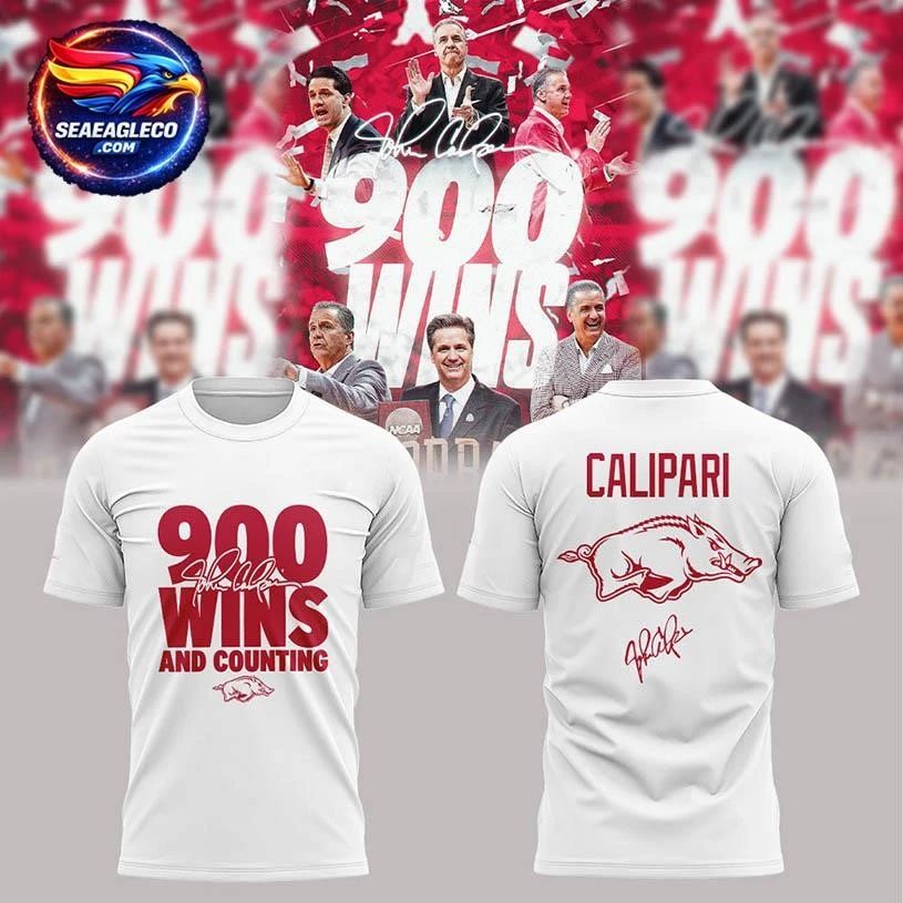 Arkansas Razorbacks Basketball Coach John Calipari 900 wins and counting Two Sided Shirt