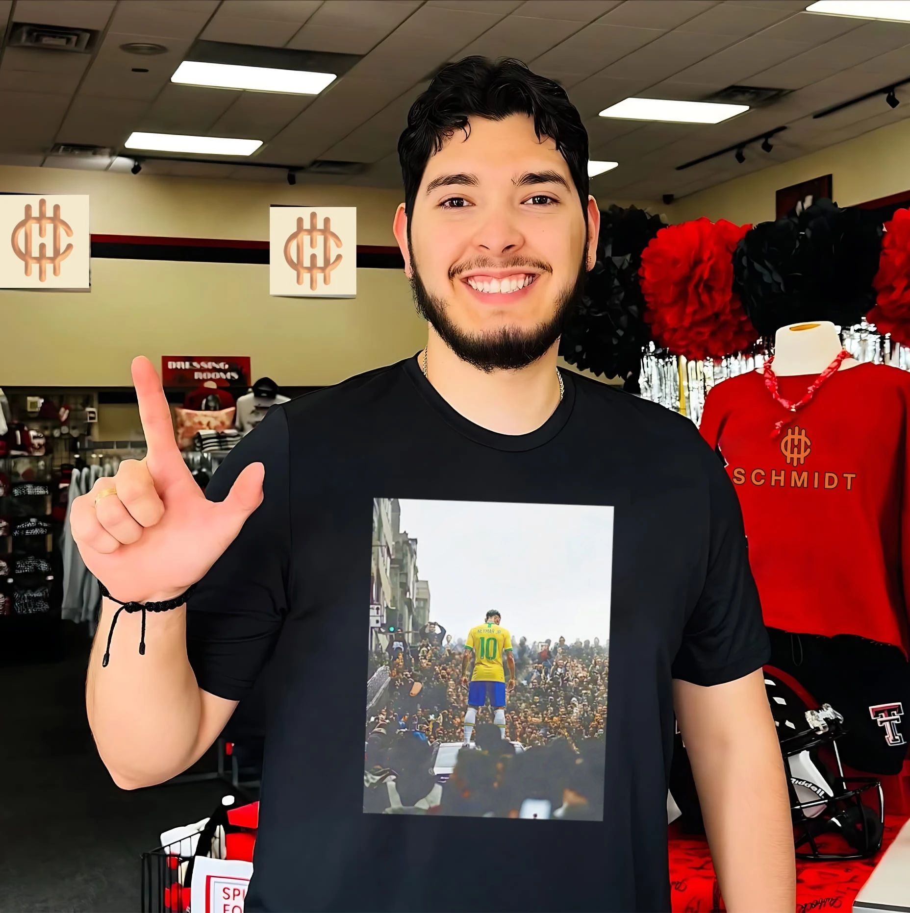 Neymar Jr facing crowd portrait shirt