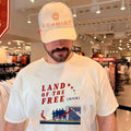 Land of the free kick soccer players graphic shirt