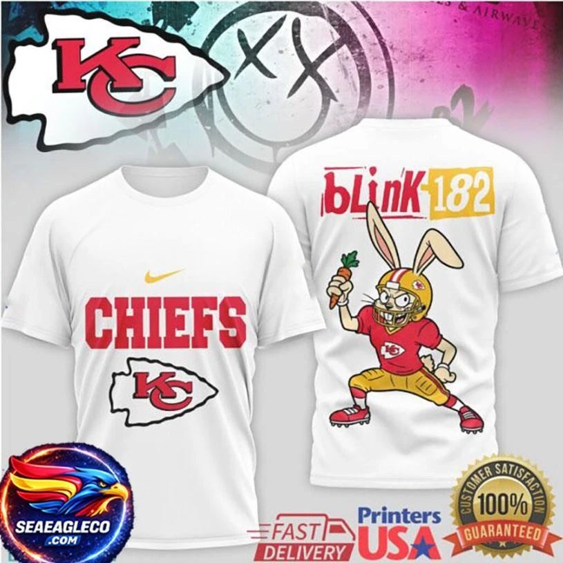 Blink 182 x Kansas City Chiefs Bunny Mascot Two Sided Shirt