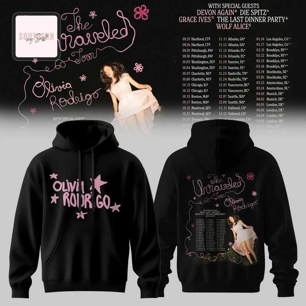 Olivia Rodrigo The Unraveled Tour Black Pullover Hoodie