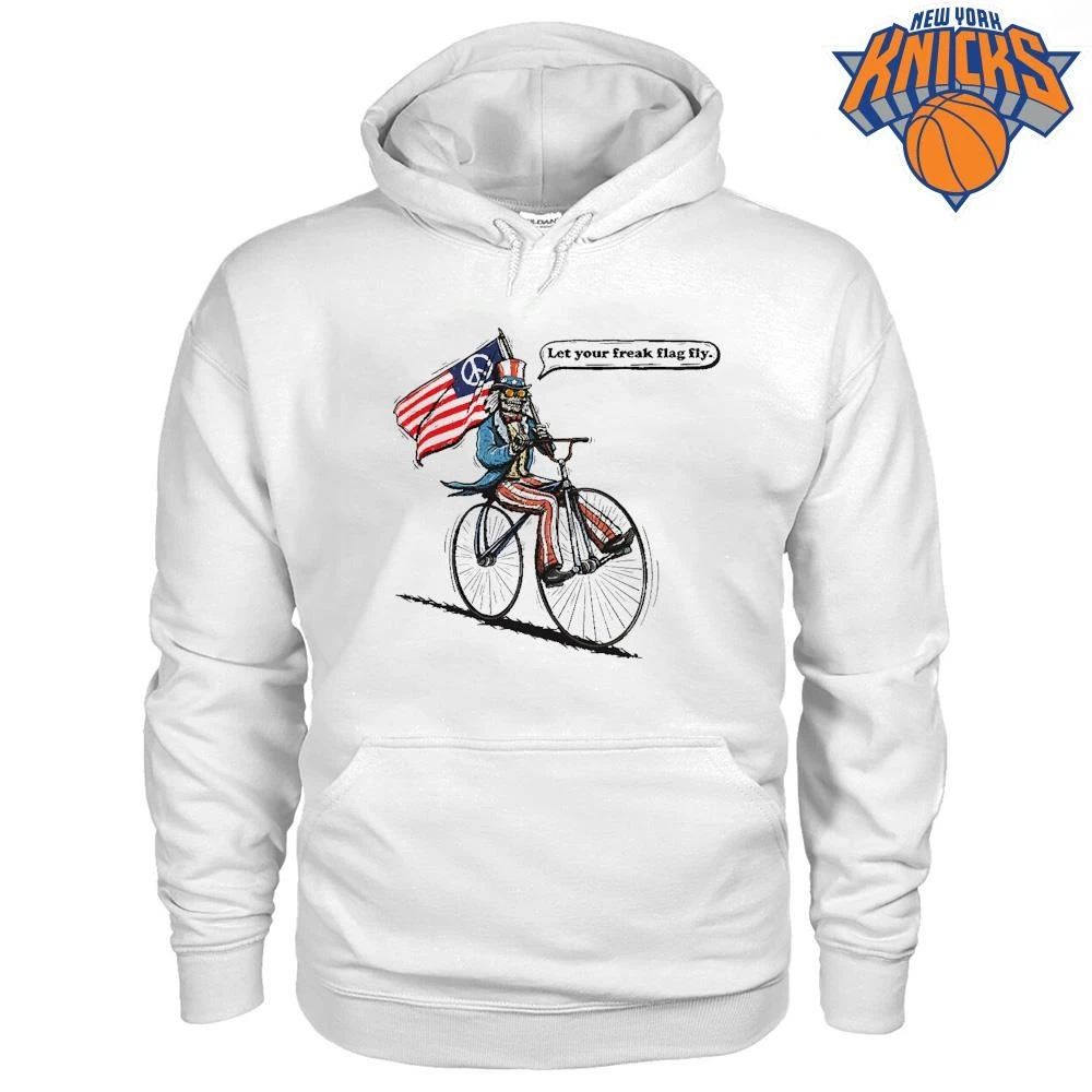 Uncle Sam Skeleton Let Your Freak Flag Fly Peace American Flag Bicycle shirt