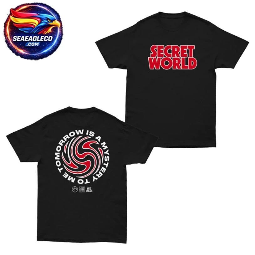 Last Ride Records Secret World Red Swirl Two Sided Shirt