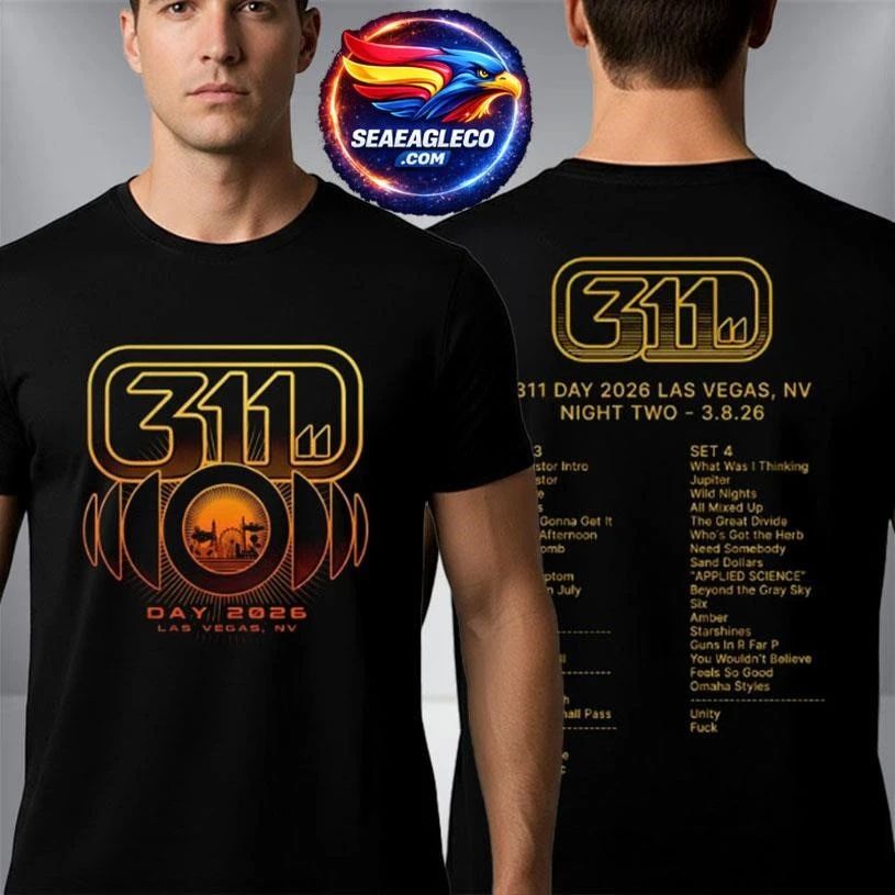 311 Band 311 Day 2026 Las Vegas NV Night Two On March 8 2026 Setlist Two Sided Shirt