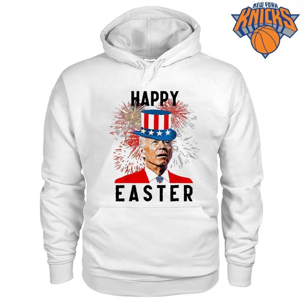 Joe Biden Happy Easter Uncle Sam Hat Fireworks Funny Confused Patriotic Happy 4th of July Shirt