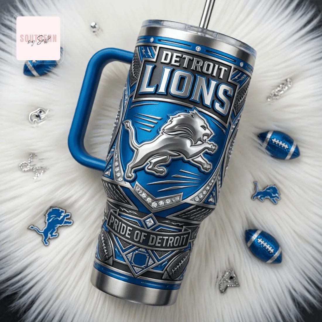 Detroit Lions Pride of Detroit 40oz Insulated Tumbler With Handle