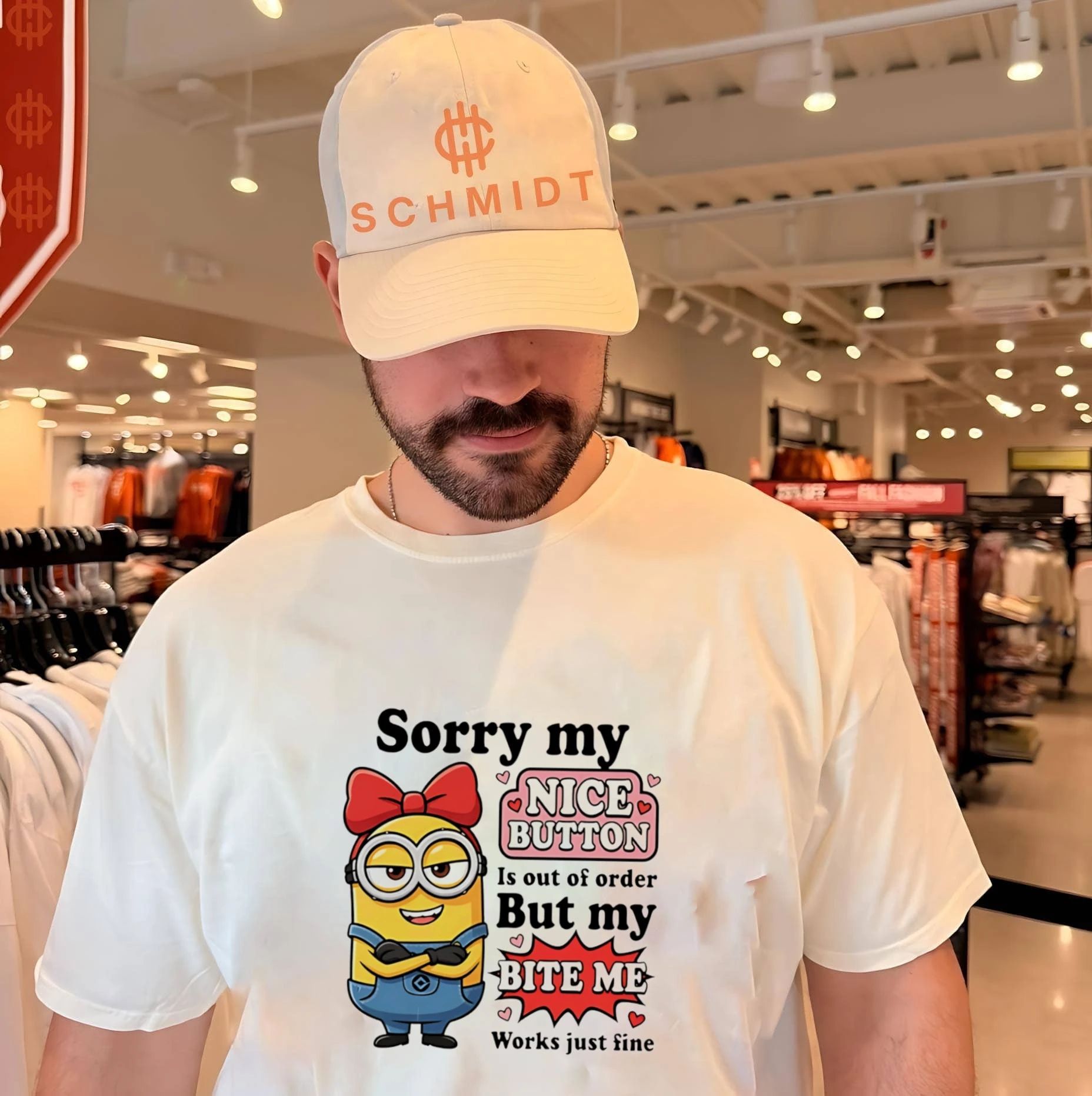 Minion Sorry My Nice Button Is out of Order but My Bite Me Works Just Fine shirt