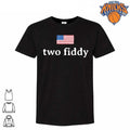Two Fiddy US Flag Distressed Text Patriotic Shirt