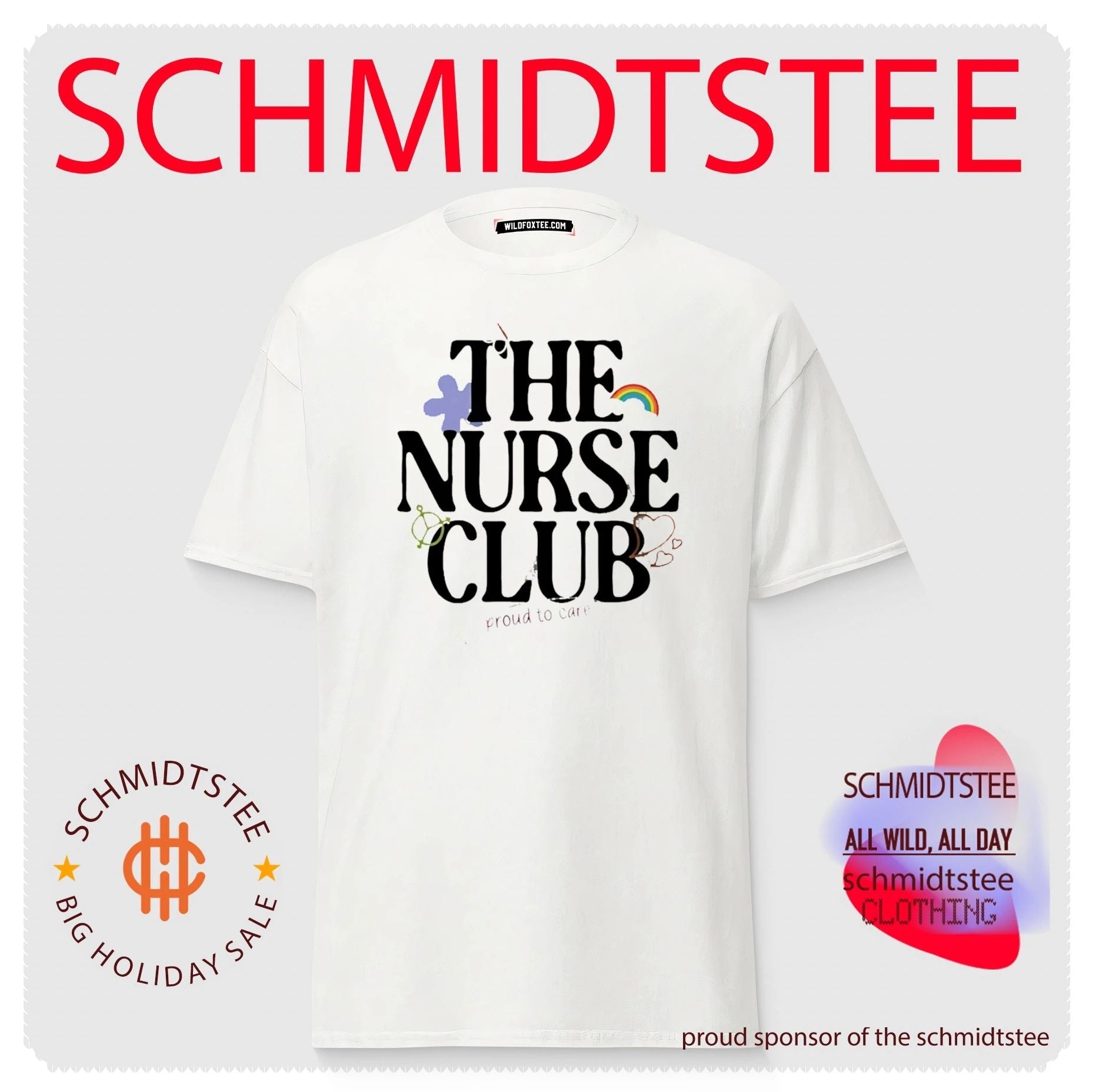 The Nurse Club Proud to Care Pride Rainbow shirt