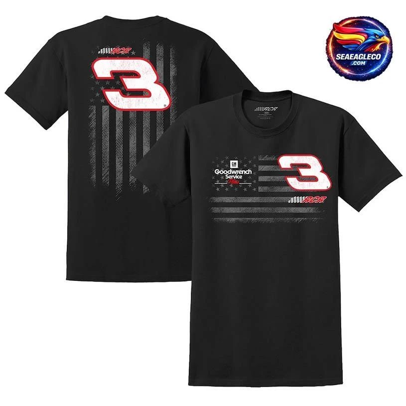 Earnhardt Richard Childress Racing Team Collection Black Flag Tri-Blend Two Sided Shirt