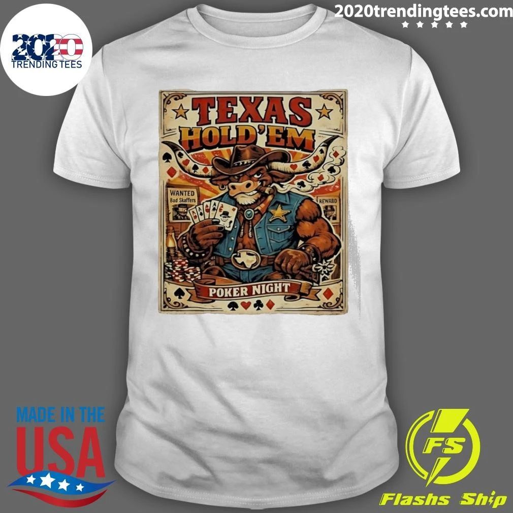 Cow Texas Hold’em Poker Night Cowboy Bull Gambling Shirt
