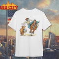 Cowboy Chasing Easter Bunny With Eggs Shirt