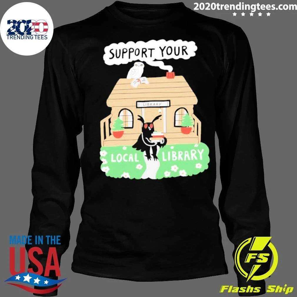 Support Your Local Library Mothman Books Tee Shirt