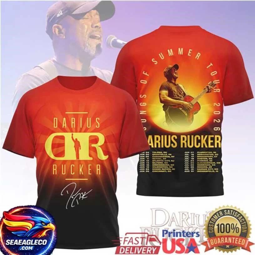 Darius Rucker Songs of Summer Tour 2026 Red Gradient Two Sided Shirt
