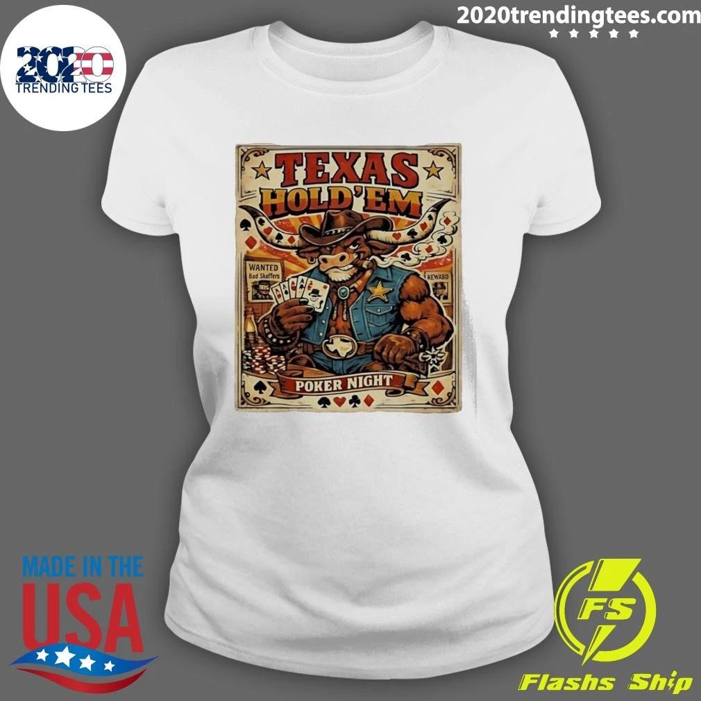Cow Texas Hold’em Poker Night Cowboy Bull Gambling Shirt