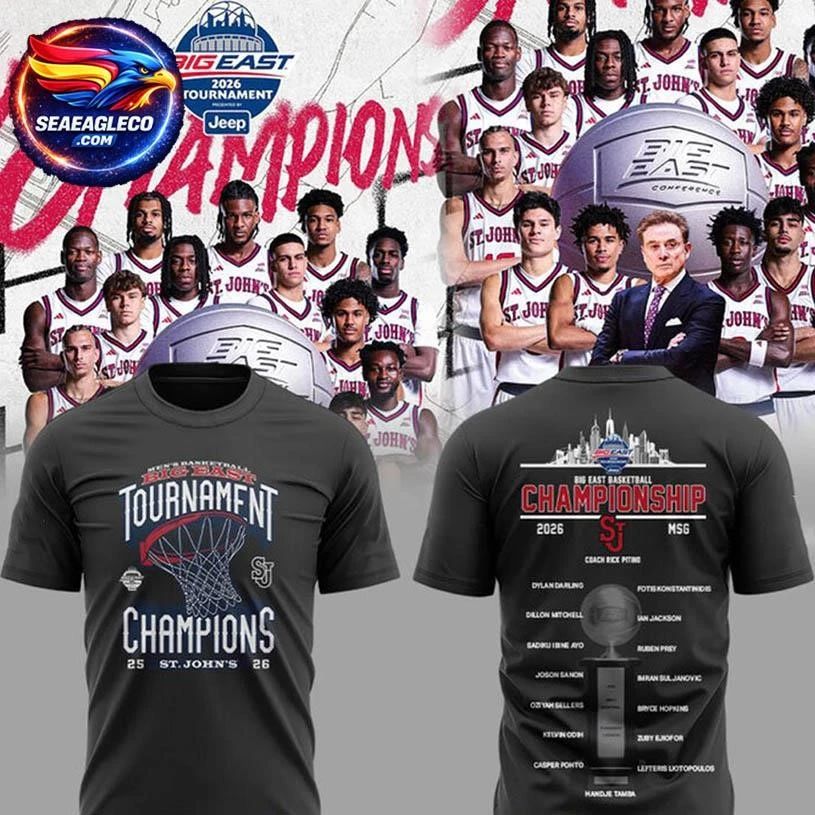 St. John’s Red Storm 2026 Big East Champions Locker Room Two Sided Shirt