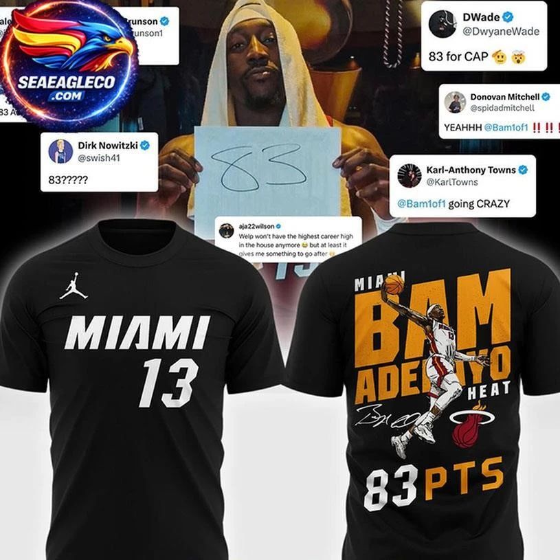 Miami Heat Adebayo 2026 Celebarte 83 Points History Two Sided Shirt