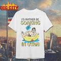 Hugo Holding The Book Of Mormon Id Rather Be Soaking In Utah T-shirt