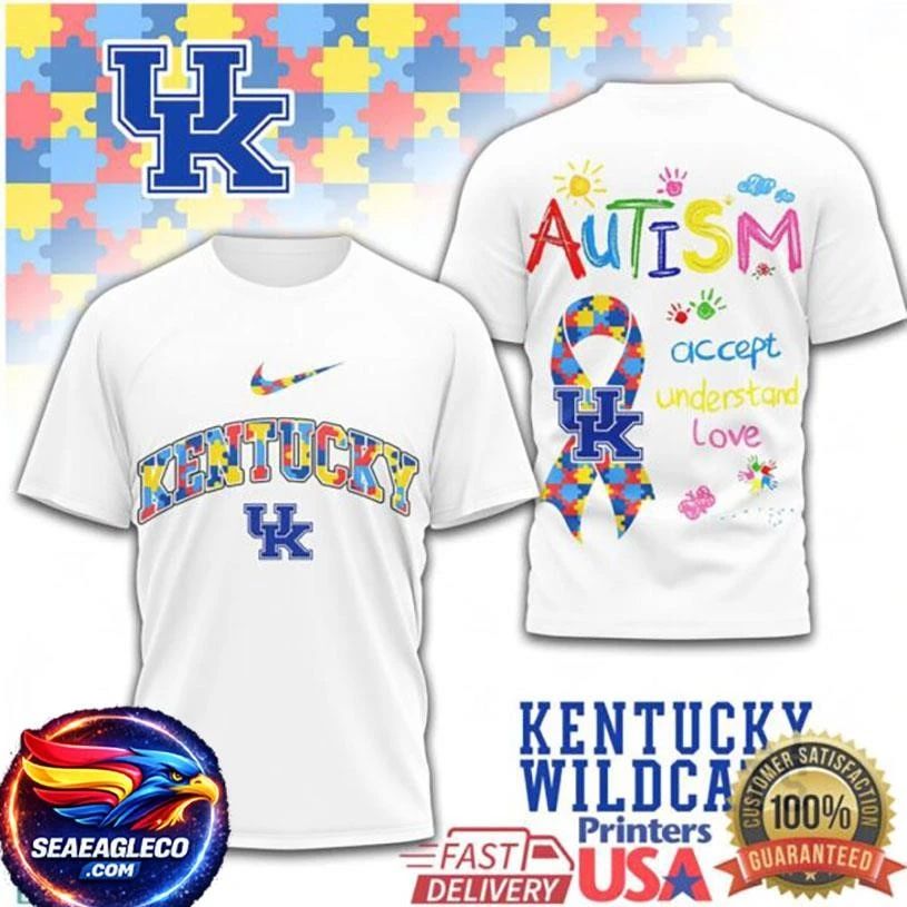Kentucky Wildcats Autism Awareness Accept Understand Love Two Sided Shirt
