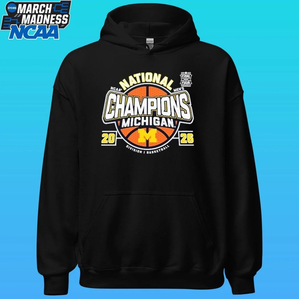 Michigan Wolverines Men’s Basketball National Champions Big Text W Ball Shirt