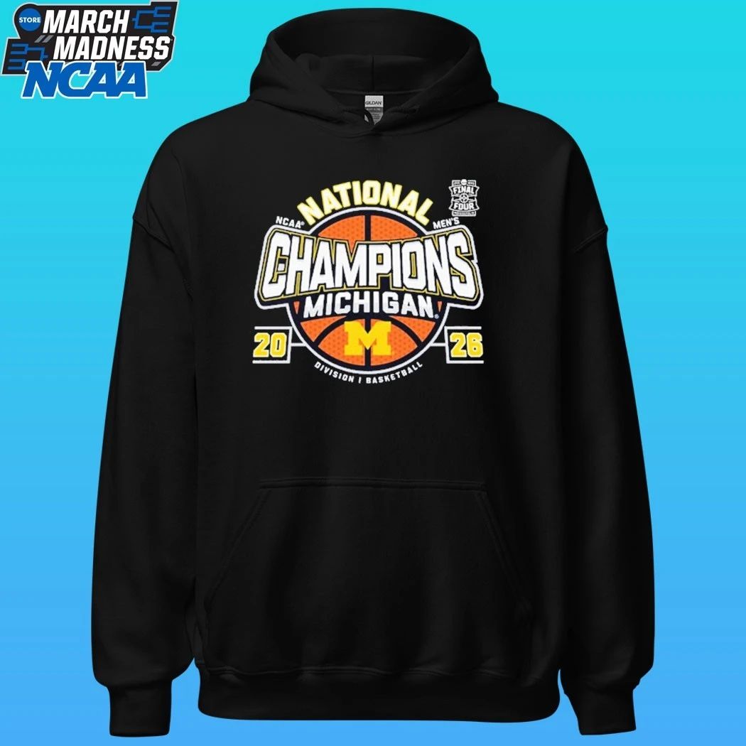 Michigan Wolverines Men’s Basketball National Champions Big Text W Ball Shirt