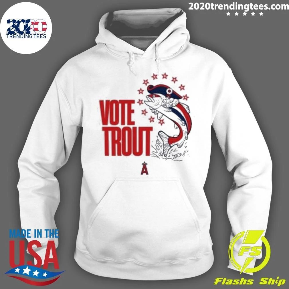 Mike Trout Wearing Angels Vote Trout Fish Tee Shirt
