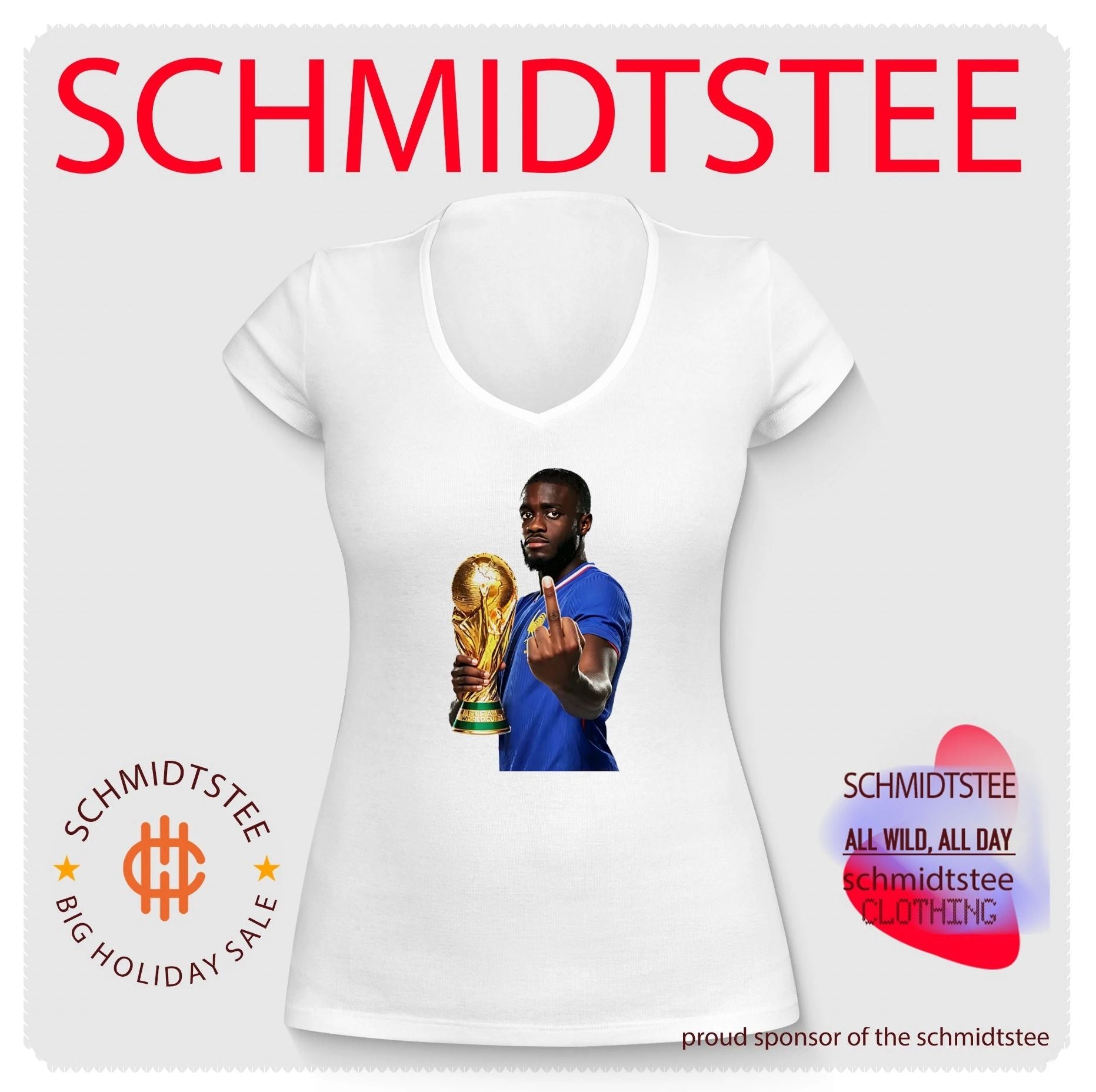 Dayot Upamecano France National Football Team World Cup trophy and middle finger shirt