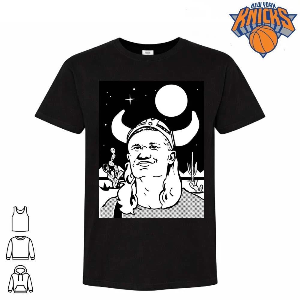 Erling Haaland Viking Warrior in Desert Cactus Night Scene Line Art Shirt