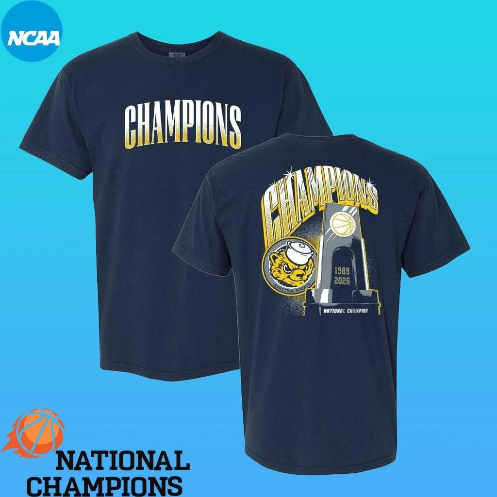 Michigan Wolverines Men’s Basketball Mi Champions Basketball Trophy 1989-2026 Shirt