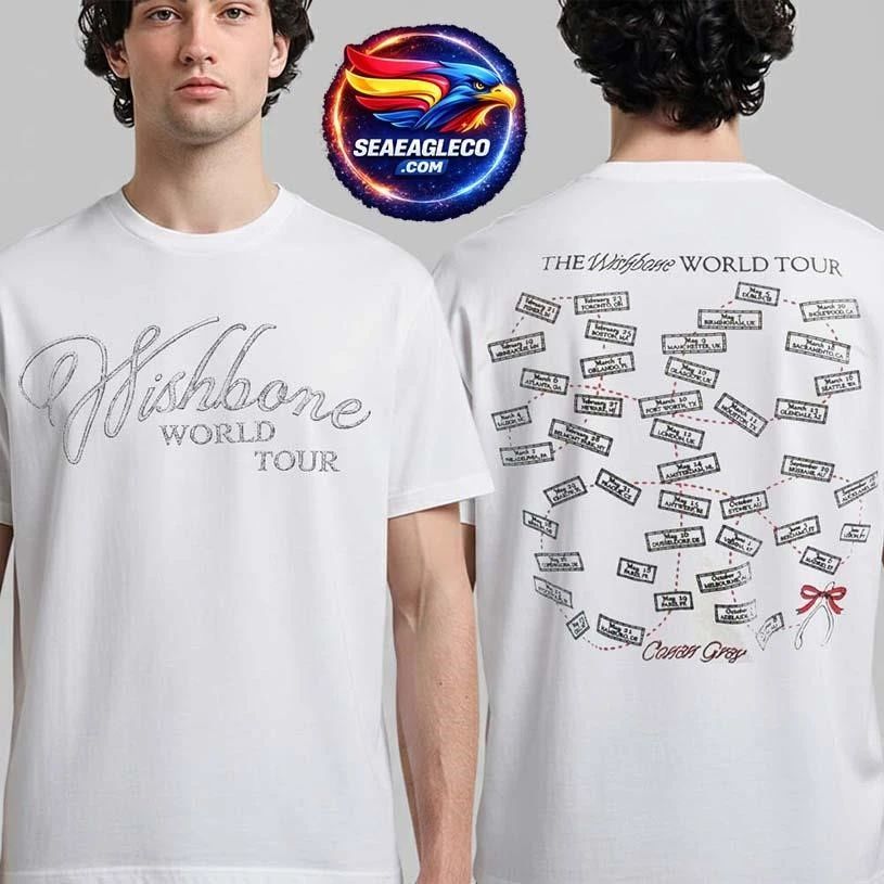Conan Gray Wishbone World Tour 2026 Tour Map Dates White Two Sided Shirt