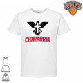 Karl-Anthony Towns in East Hampton Chavarria Eagle Cross Shirt