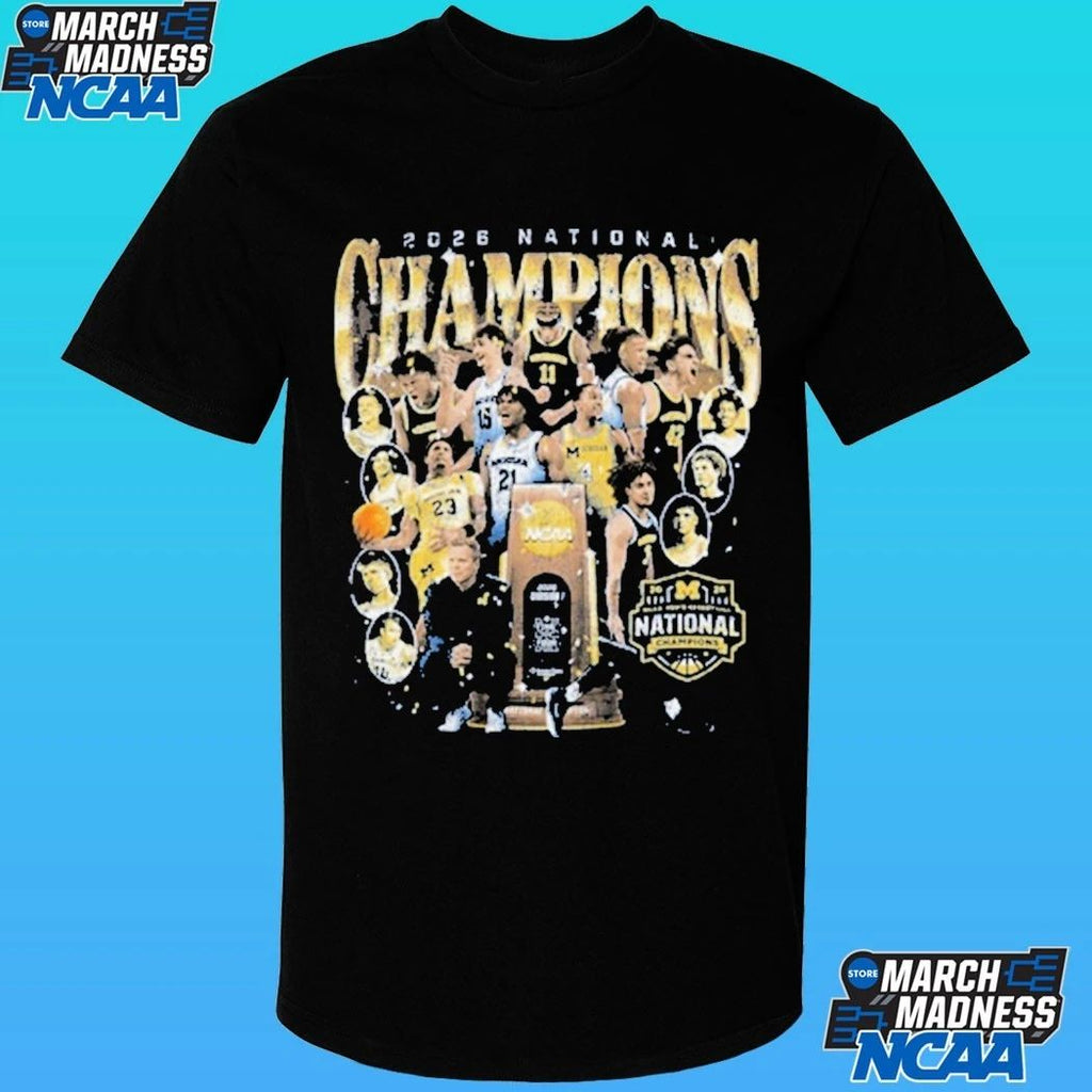 Michigan Wolverines Men’s Basketball Campus Ink 2026 National Championship Team Shirt