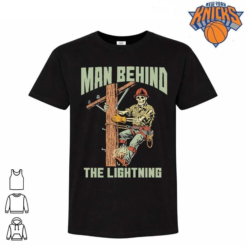 Man Behind The Lightning Lineman Skeleton Electrician Working Man Graphic Vintage shirt