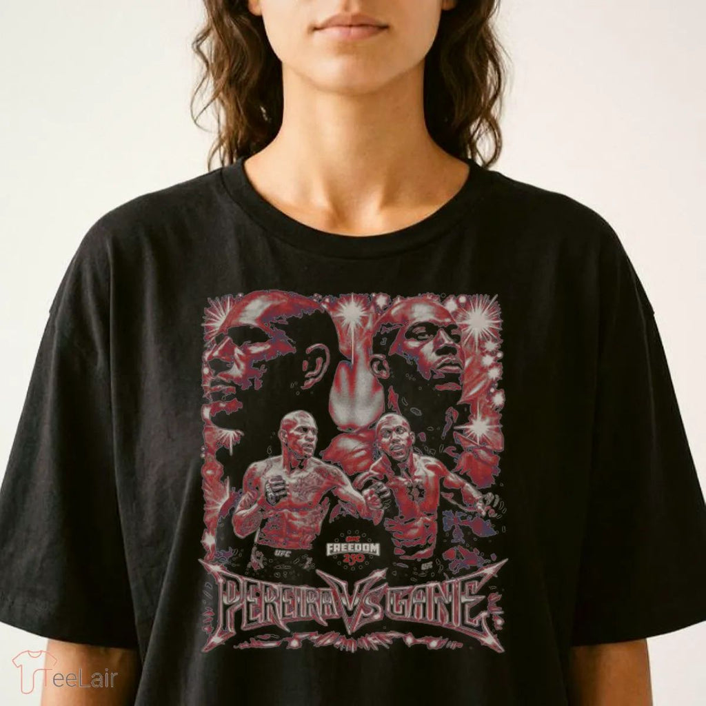 UFC Freedom 250 Alex Pereira Vs. Ciryl Gane Vintage Grunge WHT T-Shirt