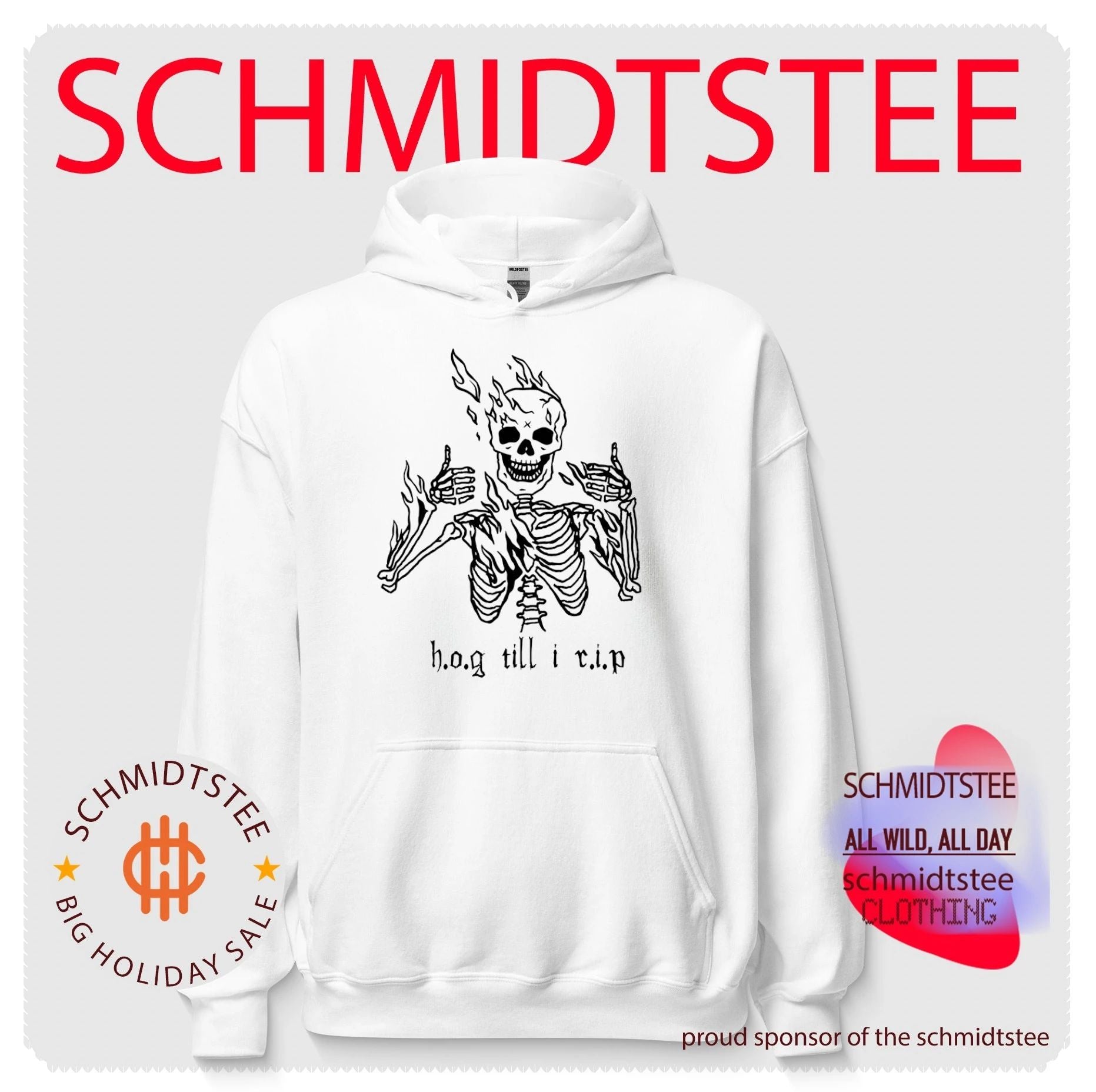 Hog Till I Rip Skeleton flaming skull paint shirt