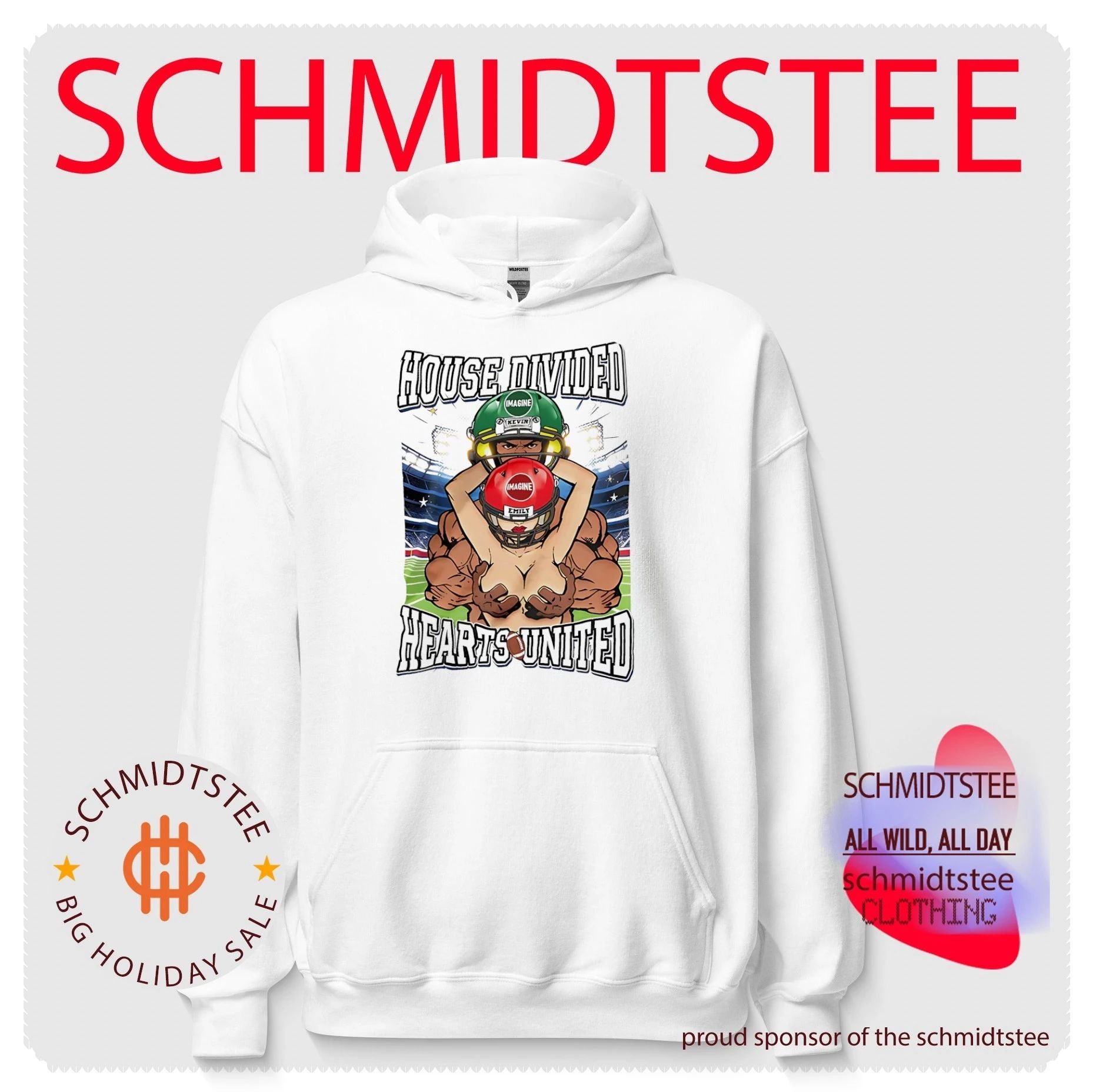 House divided hearts united football players illustration shirt