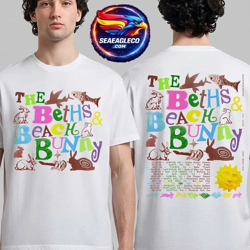 Beach Bunny X The Beths 2026 North America Tour Schedule Dates Two Sided Shirt