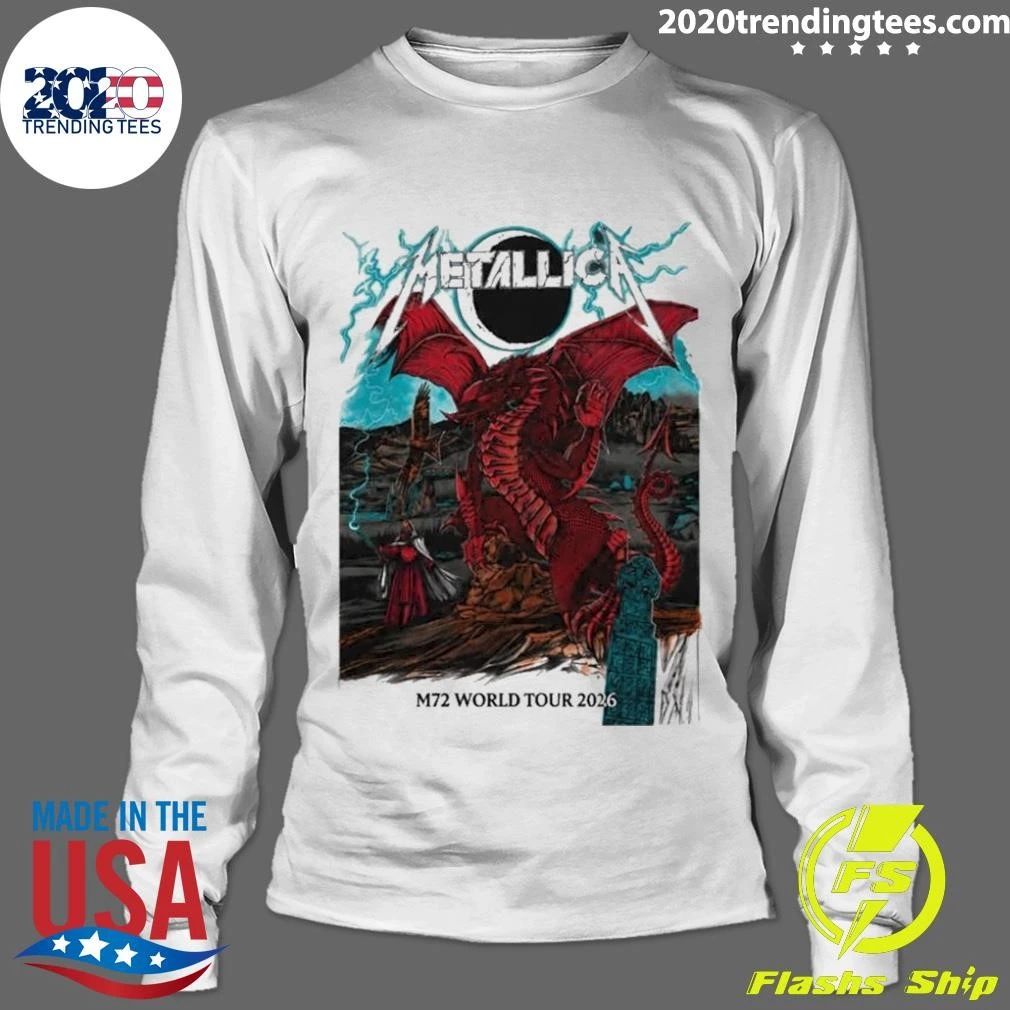 Metallica M72 World Tour 2026 Wales Dragon Tee Shirt