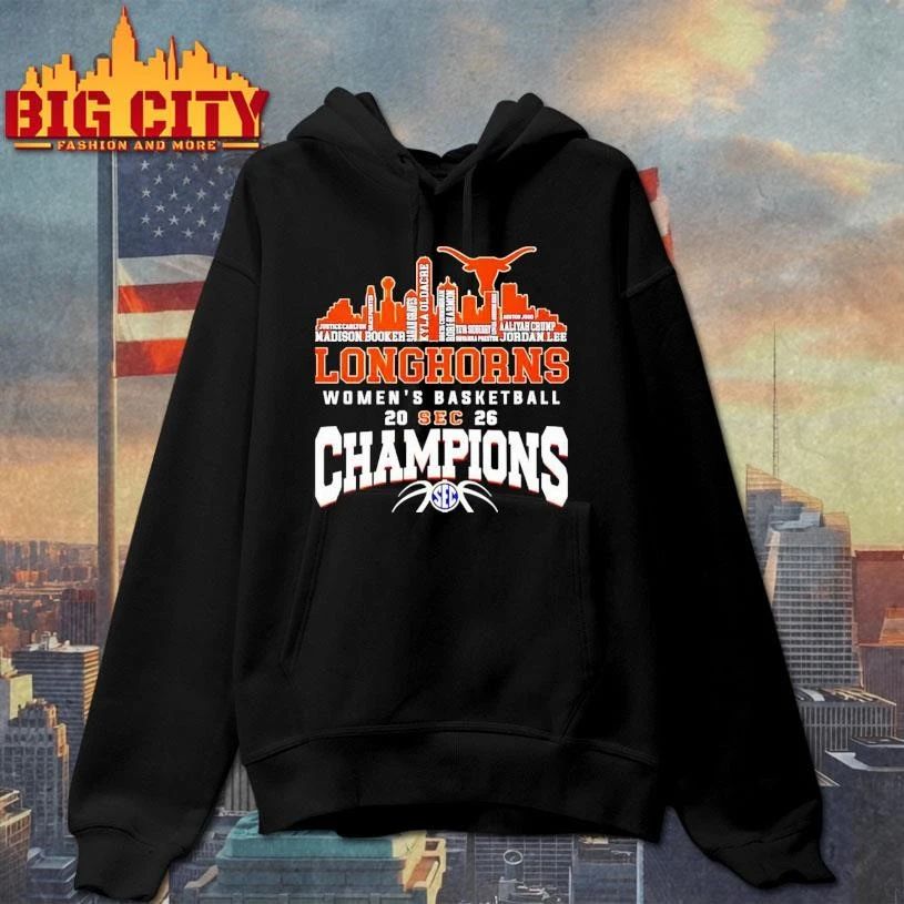 Texas Longhorns Women’s Basketball Champions 2026 player name city skyline Shirt