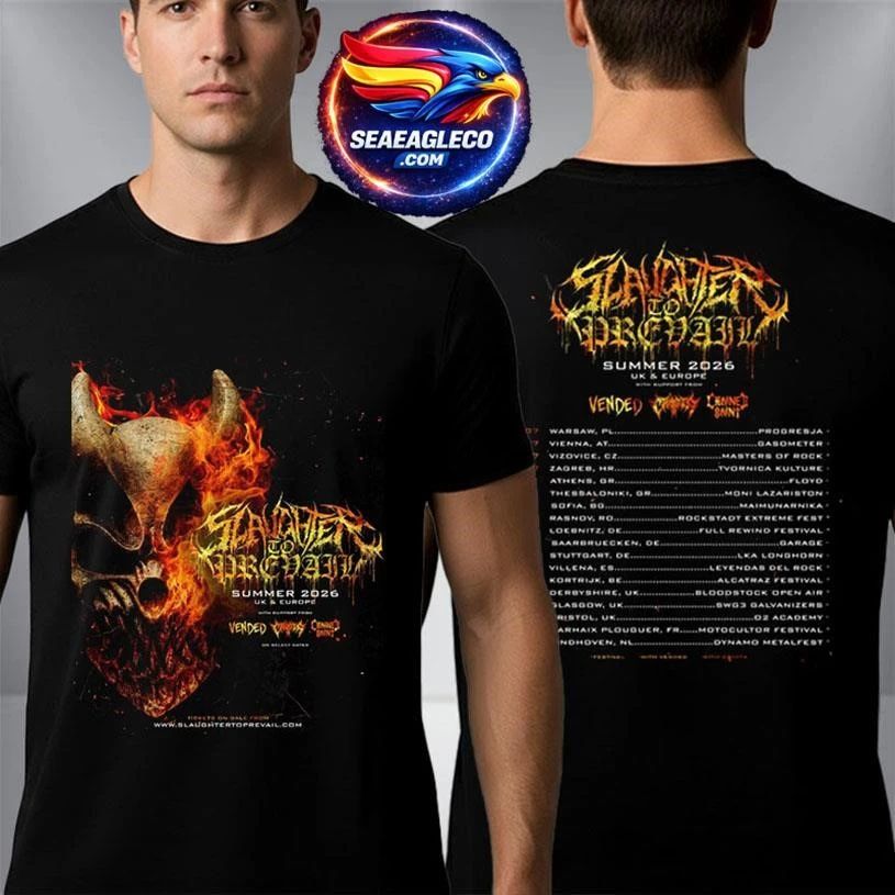 Slaughter To Prevail Summer 2026 UK And Europe Tour Schedule Tour Dates Two Sided Shirt